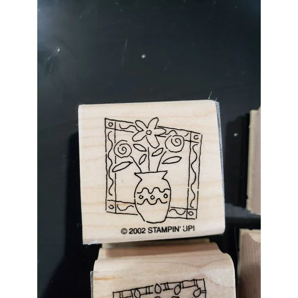 Stampin'‎ Up 2002 Birthday Wooden Mounted Stamps Set Of 4